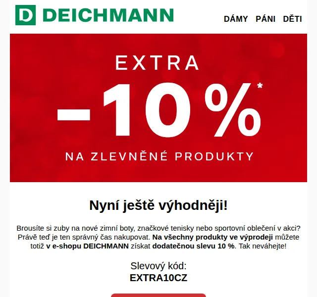 DEICHMANN: Extra sleva 10 % na výprodej – červen 2026 | Nuslet.cz