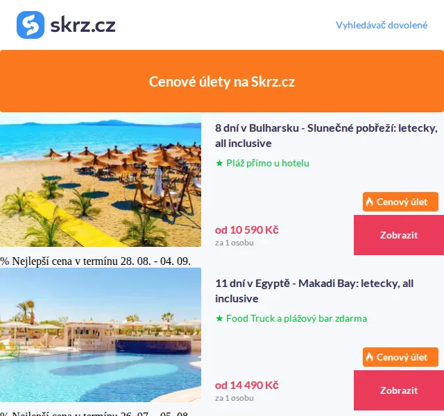 Skrz: Dovolená u moře od 9 690 Kč – červen 2026 | Nuslet.cz