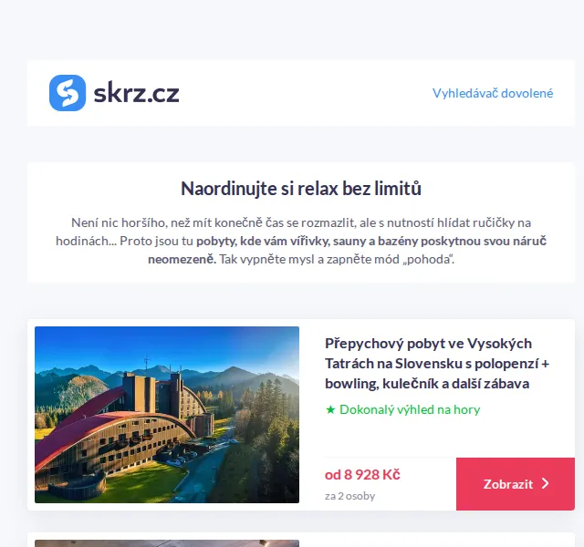 Vánoce na Skrz: wellness pobyty s bonusy – červen 2026 | Nuslet.cz