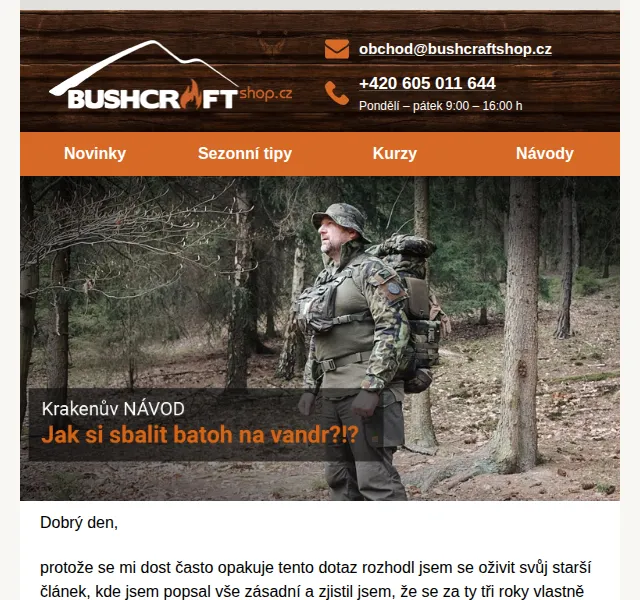 Bushcraftshop: Jak si sbalit batoh na vandr – červen 2026 | Nuslet.cz