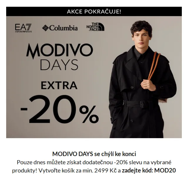 Modivo: extra -20 % na vybrané produkty – červen 2026 | Nuslet.cz