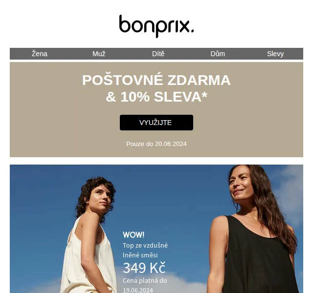 bonprix: 10% sleva + poštovné zdarma – červen 2026 | Nuslet.cz