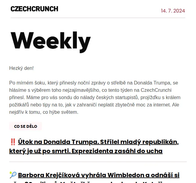 CzechCrunch: Přehled týdne s tipy na eSIM, Fast Food a startupové akce – červenec 2024 | Nuslet.cz