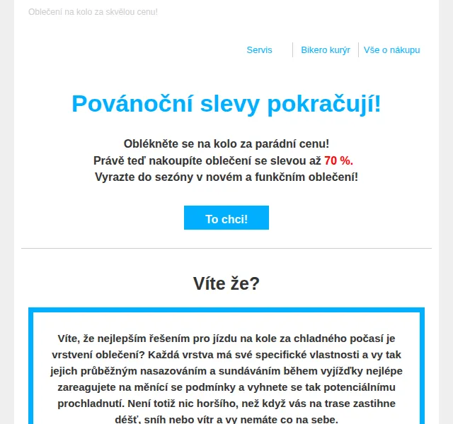 czbikero: Sleva až 70 % na cyklistické oblečení – červen 2026 | Nuslet.cz