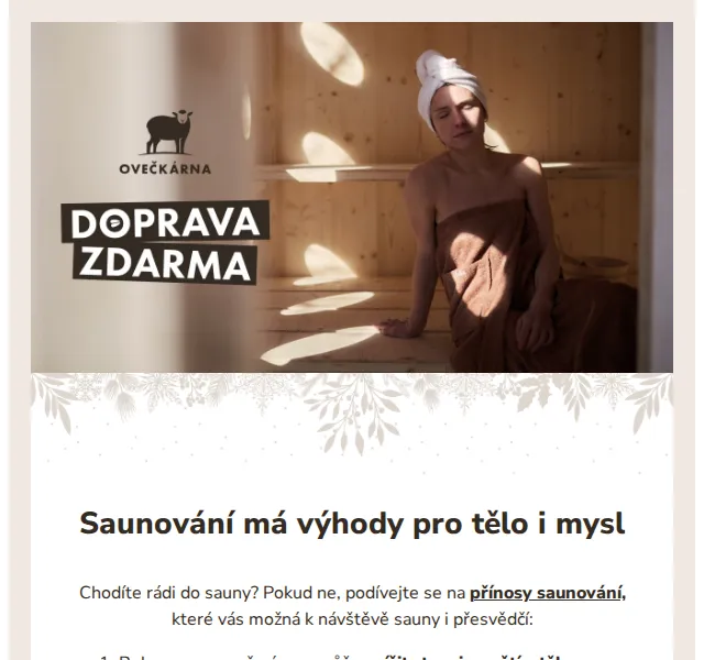 Ovečkárna: doplňky do sauny s dopravou zdarma – červen 2026 | Nuslet.cz