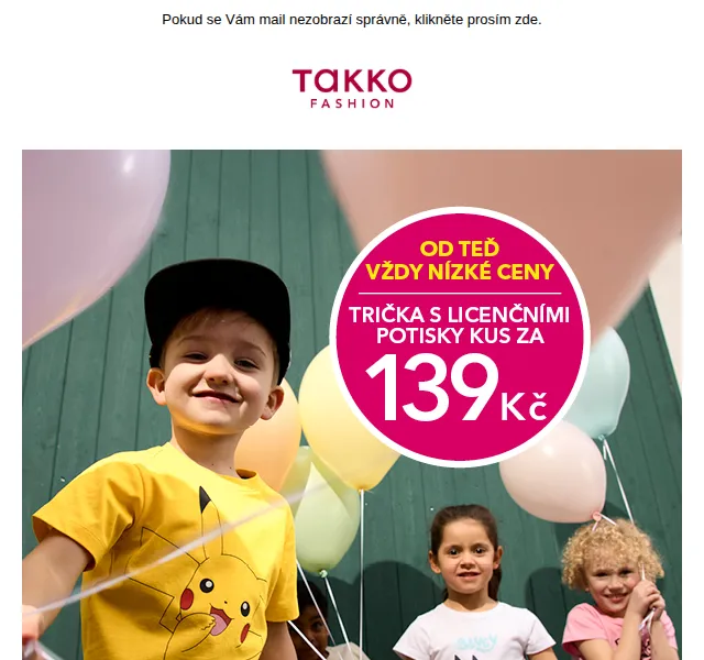 Takko Fashion: Dětská trička s potiskem za 139 Kč – červen 2026 | Nuslet.cz