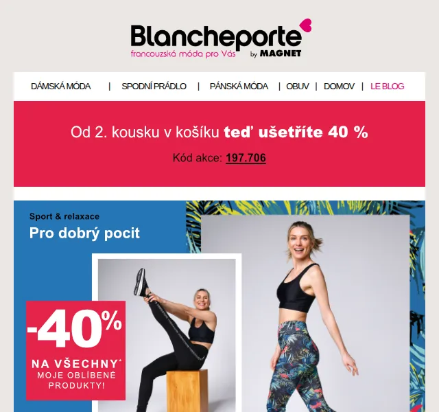 Blancheporte: Stylový outfit na sport i relax se slevou 40 % – červenec 2026 | Nuslet.cz