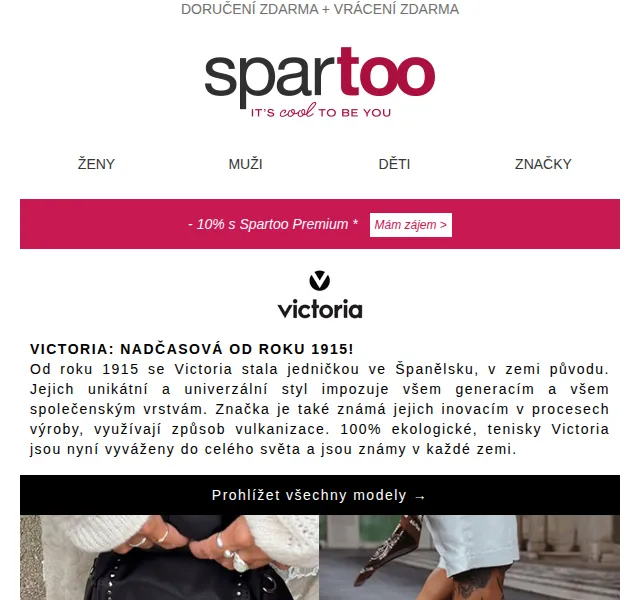 Spartoo: Doručení zdarma značek Victoria, Replay, The North Face – červen 2026 | Nuslet.cz