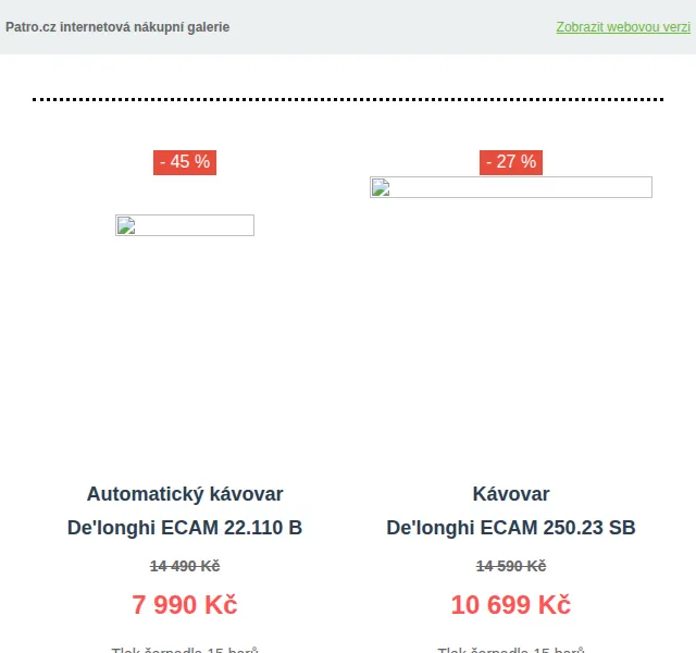 Patro.cz: Slevy až 45 % na kuchyňské vybavení De'longhi – červen 2026 | Nuslet.cz