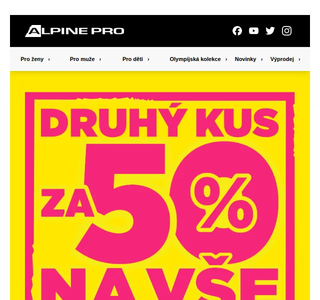 ALPINE PRO: druhý kus za 50 % – červen 2026 | Nuslet.cz