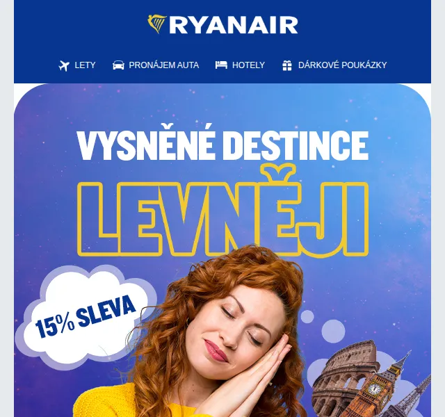 Ryanair: 15% sleva na letenky – červen 2026 | Nuslet.cz