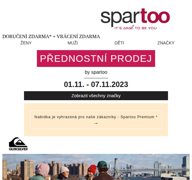 Spartoo: slevy až -50 % na Quiksilver, André a Only Play – červen 2026 | Nuslet.cz