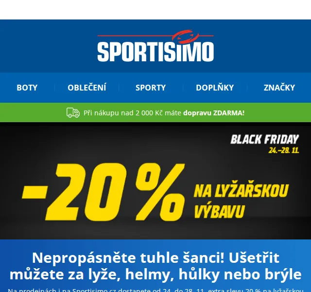 Sportisimo: Black Friday -20 % na lyžařskou výbavu – červen 2026 | Nuslet.cz