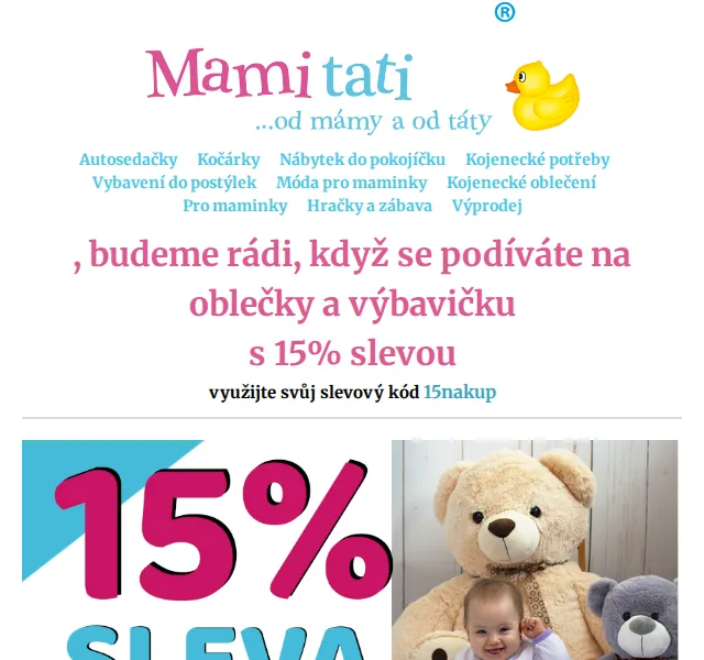 Mamitati.cz: Sleva 15 % na kojenecké oblečení – červenec 2026 | Nuslet.cz