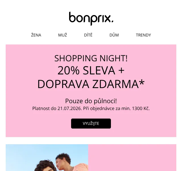 Bonprix: 20 % sleva + doprava zdarma – červenec 2026