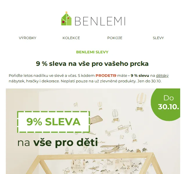 Michal z rodiny Benlemi: 9% sleva na dětský nábytek – červen 2026 | Nuslet.cz