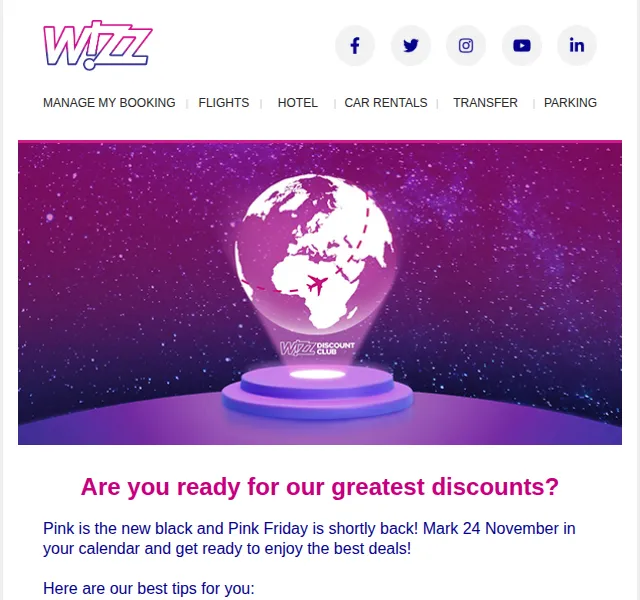Wizz Air: Pink Friday slevy – červenec 2026 | Nuslet.cz