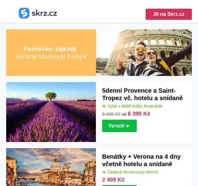Skrz: Poznávací zájezdy od 749 Kč – červen 2026 | Nuslet.cz