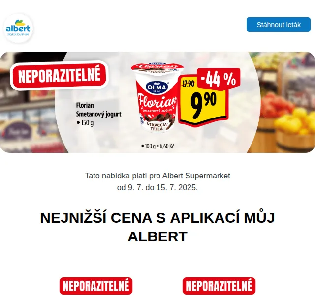 Albert: Zmrzlina Carte d'Or 89,90 Kč, Meloun 9,90 Kč – červenec 2025 | Nuslet.cz