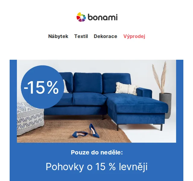 Bonami: Pohovky s 15% slevou – červenec 2026 | Nuslet.cz
