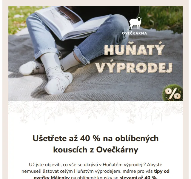 Ovečkárna Huňatý výprodej: slevy až 40 % – červen 2026 | Nuslet.cz