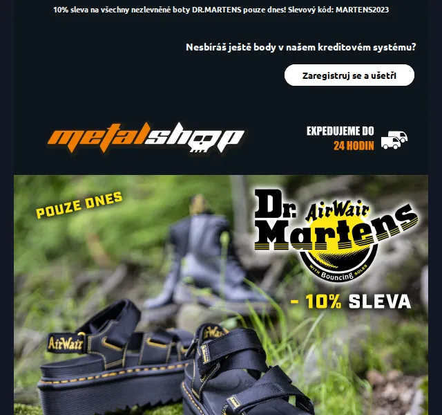 METALSHOP: 10% sleva na Dr. Martens – červen 2026 | Nuslet.cz