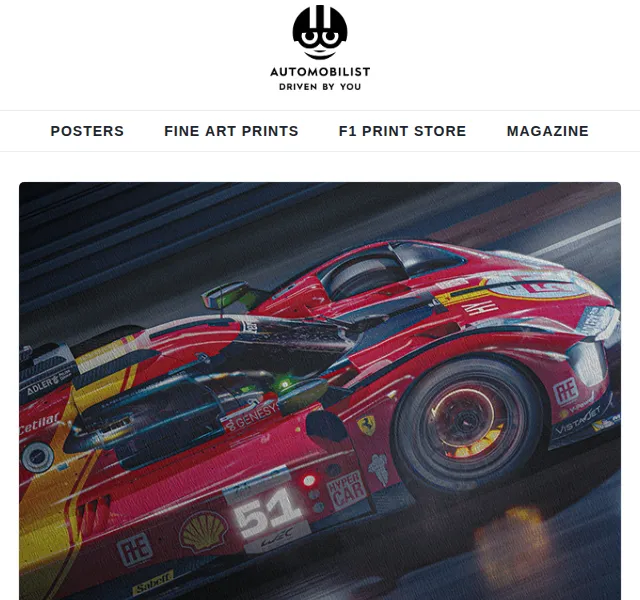 Automobilist: Plakát Ferrari 499P Winner's Edition se zlatým embossingem – červen 2026 | Nuslet.cz