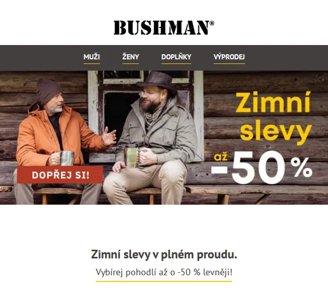 BUSHMAN: Zimní výprodej až -50 % na bundy a mikiny – červen 2026 | Nuslet.cz
