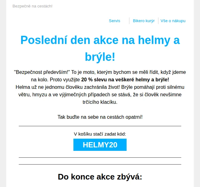 CZBikero: 20% sleva na helmy a brýle – červen 2026 | Nuslet.cz