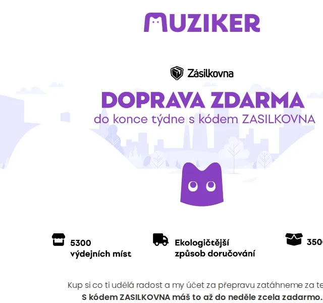 Muziker: Doprava zdarma s kódem ZASILKOVNA – červen 2026 | Nuslet.cz