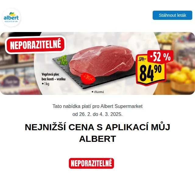 Albert: Kuře za 69,90 Kč/kg – březen 2025 | Nuslet.cz