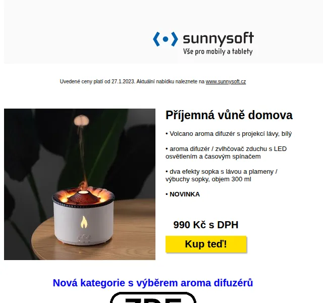 Sunnysoft: Aroma difuzér Volcano, hodinky Multimetr Mestek – červen 2026 | Nuslet.cz