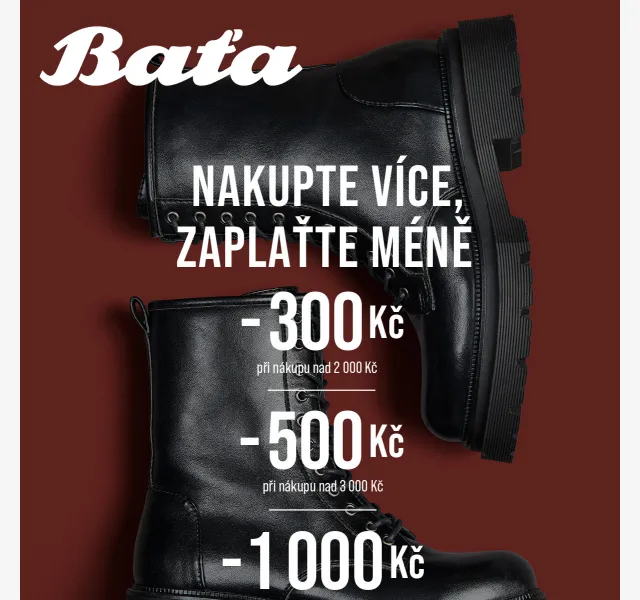 Baťa: Sleva až 1 000 Kč na dárky – duben 2026