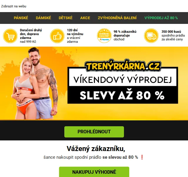 Lukáš z Trenýrkárna.cz: víkendový výprodej až –80 % – červen 2026 | Nuslet.cz
