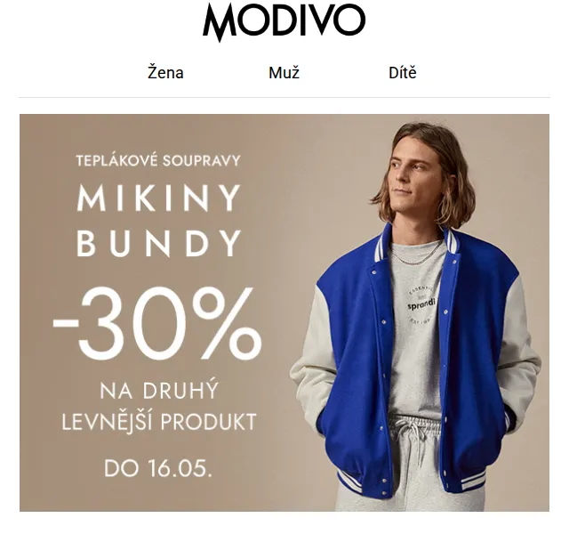 Modivo: -30 % na druhý produkt – červen 2026 | Nuslet.cz
