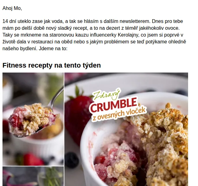 BAJOLA ✌ Fit bez diet: Zdravý fitness crumble a recepty bez cukru – červen 2026 | Nuslet.cz