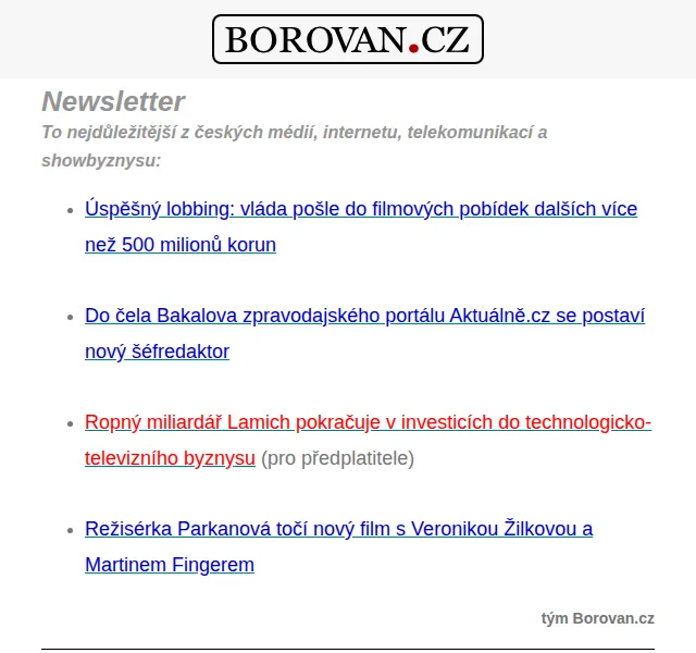 Aleš Borovan: Novinky z českých médií a filmové pobídky 500+ mil. – červen 2026 | Nuslet.cz