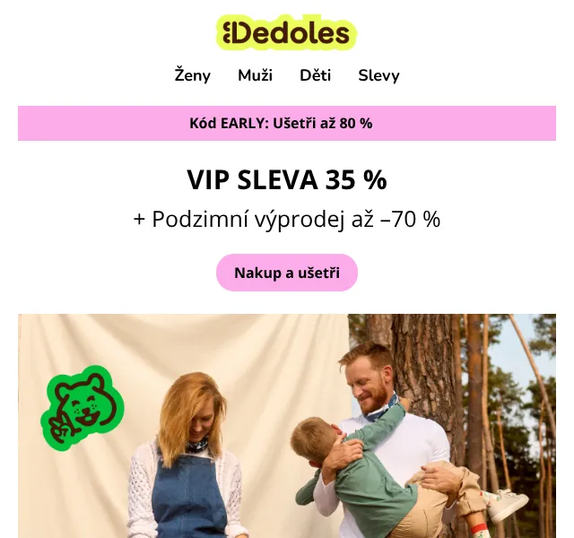 Dedoles.cz: slevový kód EARLY – 35 % + výprodej do 70 %