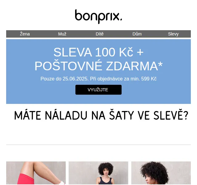 bonprix: Sleva 100 Kč + poštovné zdarma – červenec 2026 | Nuslet.cz