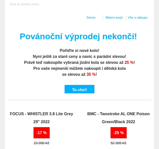 czbikero: Kola se slevou až 35 % – červen 2026 | Nuslet.cz