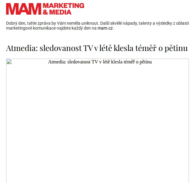 Marketing & Media: Sledovanost TV v létě klesla – červen 2026 | Nuslet.cz