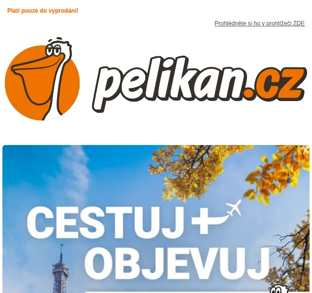 Pelikan: Výprodej letenek od 258 Kč – červen 2026 | Nuslet.cz