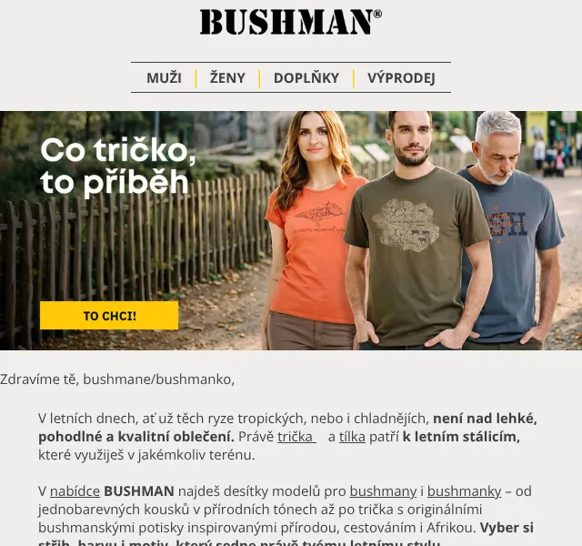 Bushman: letní trička a tílka – až -50 % | Červen 2026