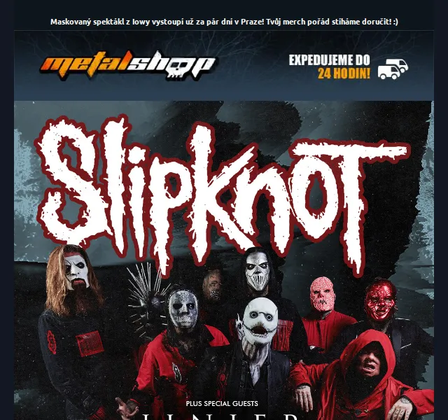 METALSHOP: Slipknot merch na koncert – červen 2026 | Nuslet.cz