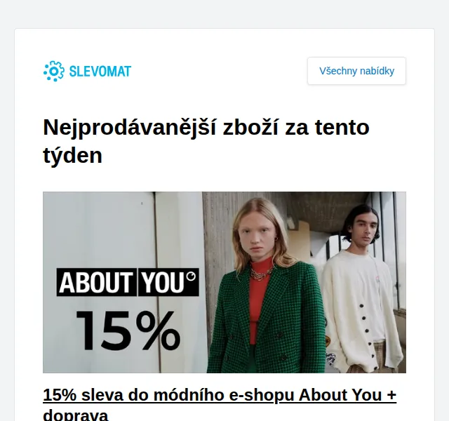 Slevomat: 15% sleva do About You + doprava – červen 2026 | Nuslet.cz