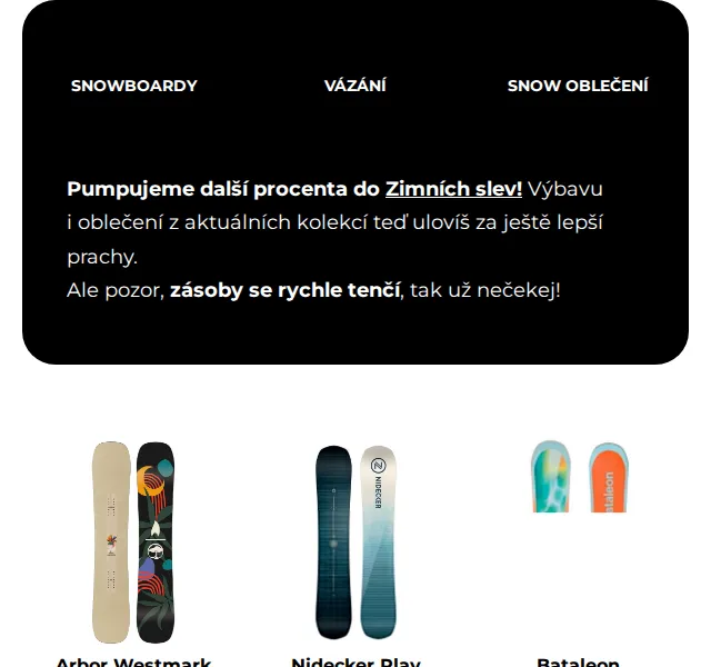 SNOWBOARD ZEZULA: Zimní výbava sleva až 30 % – červenec 2026 | Nuslet.cz