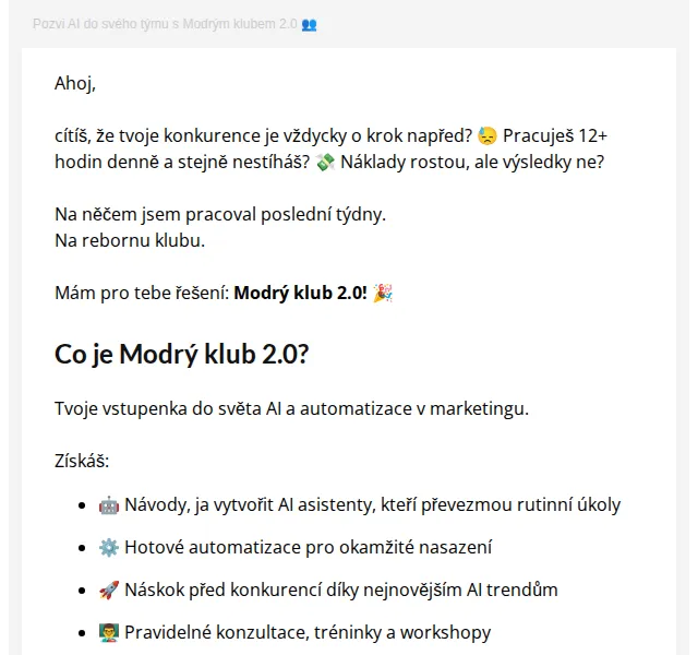David Lörincz: Modrý klub 2.0 – AI a automatizace – červen 2026 | Nuslet.cz