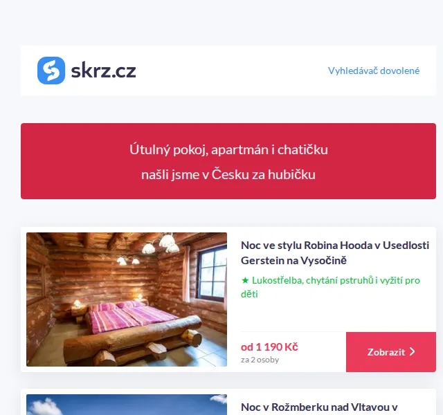 Skrz: ubytování v Česku od 560 Kč – červen 2026 | Nuslet.cz