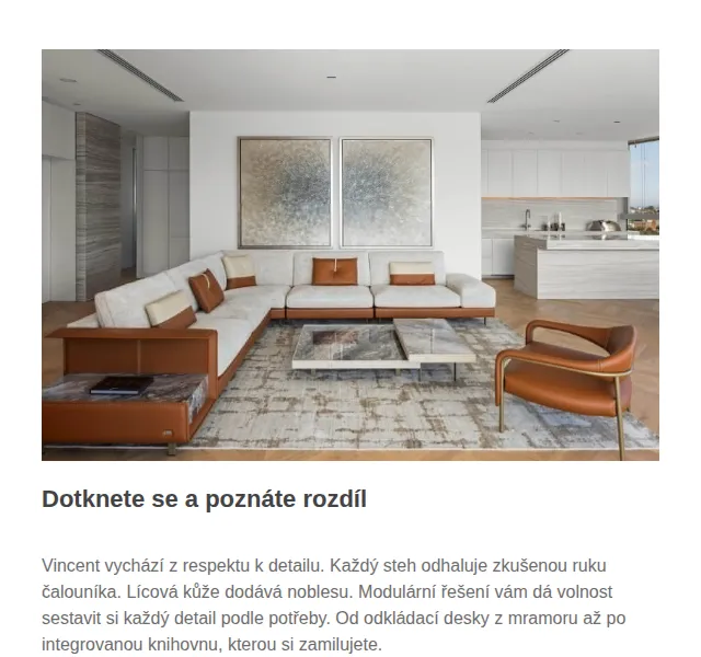 Carelli Nábytek: sofa Vincent Gamma Arredamenti – červen 2026 | Nuslet.cz