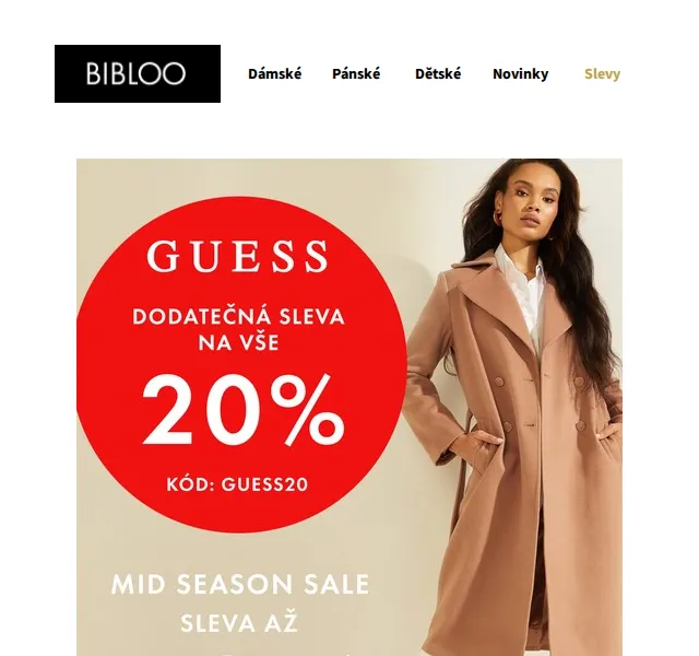 BIBLOO: Extra 20% sleva na Guess – červen 2026 | Nuslet.cz